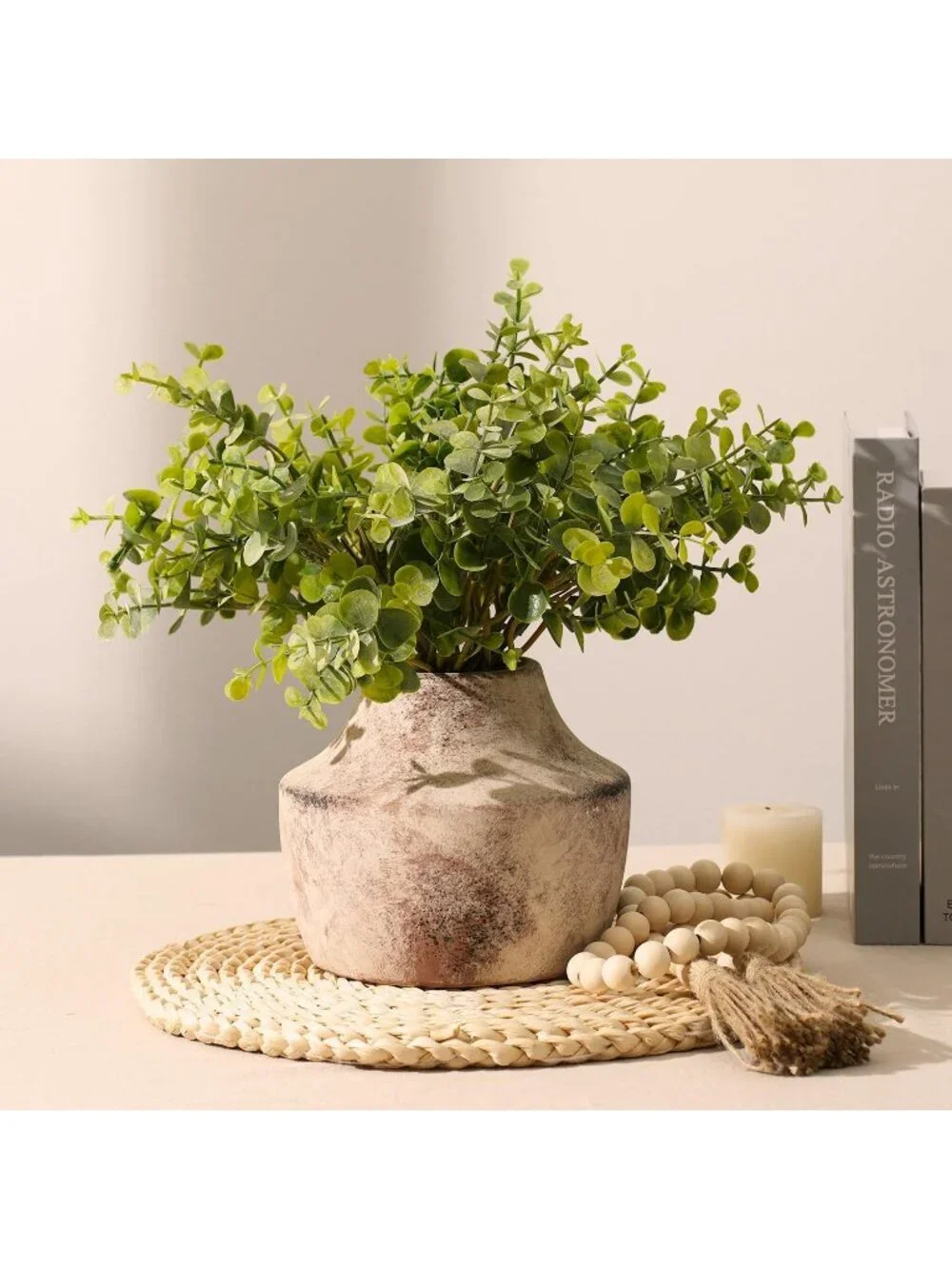 5.3 Inch Small Terracotta Ceramic Farmhouse Vase With Handles For Living Room